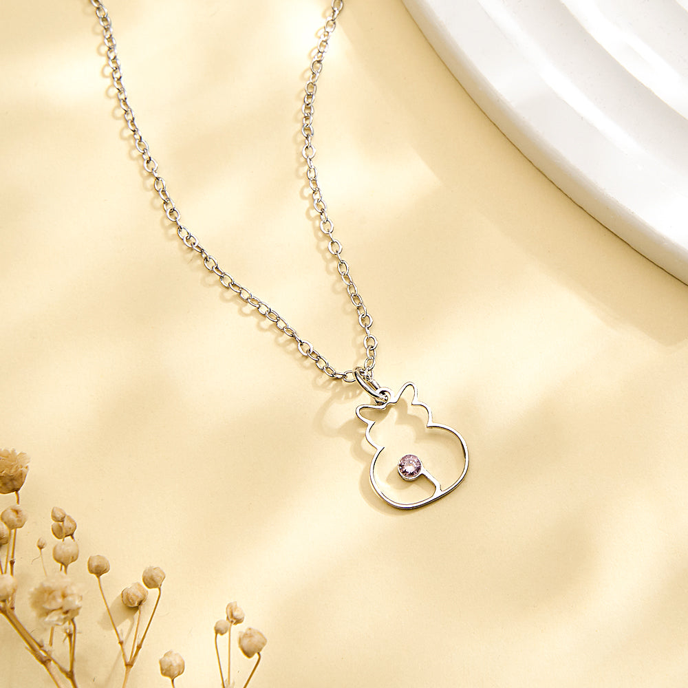 Custom Cat Necklace with Birthstone Necklace Birthday Anniversary Gift for Pet Lover