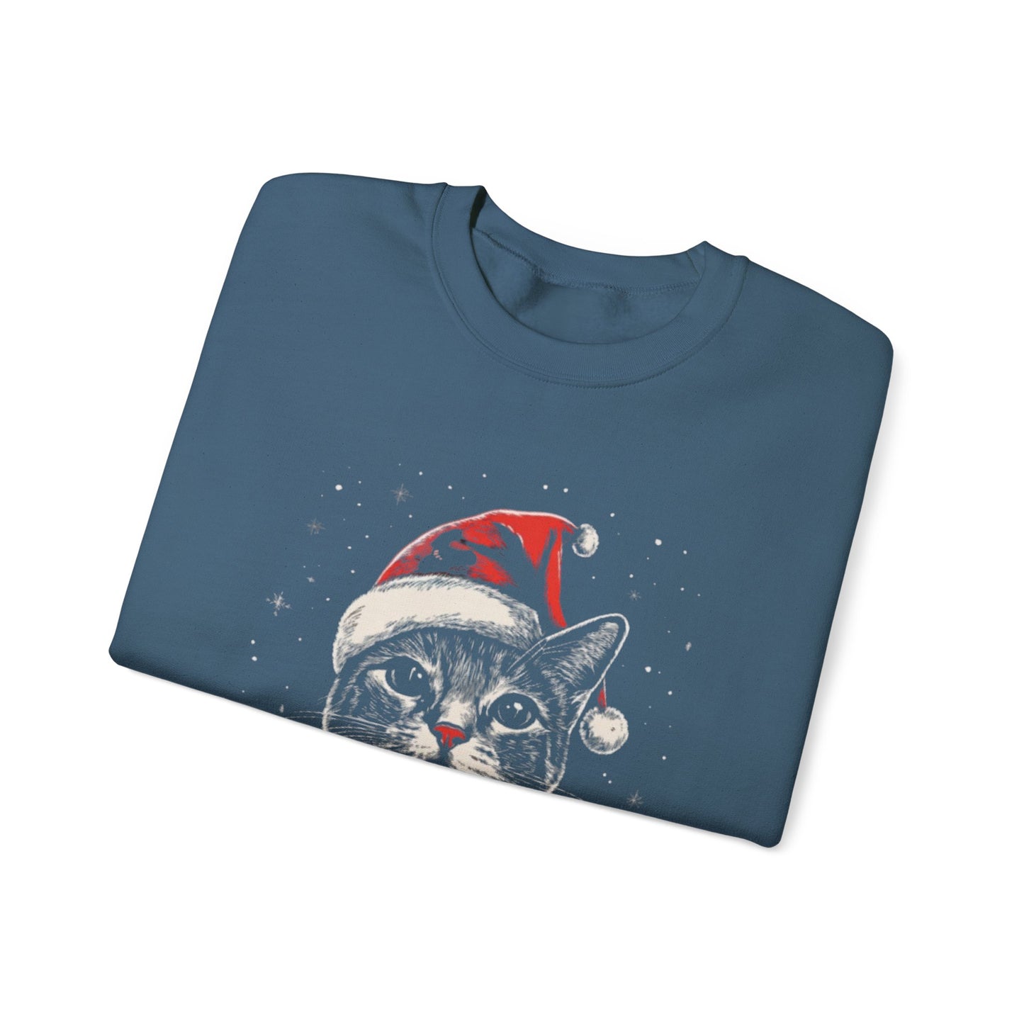 Cute Cat Play Snow Winter Christmas Design | Crewneck Sweatshirt
