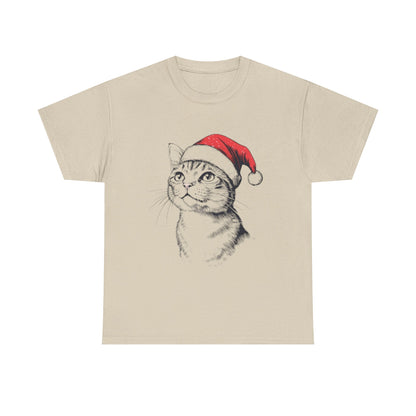 Christmas Cat Tee - Unisex Heavy Cotton Tee