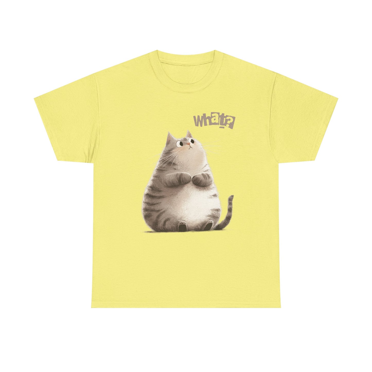 Cat Thinking “What?” - Cute Cat Graphic Design | Unisex Heavy Cotton Tee