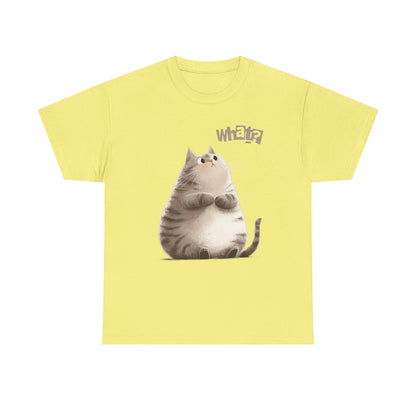 Cat Thinking “What?” - Cute Cat Graphic Design | Unisex Heavy Cotton Tee