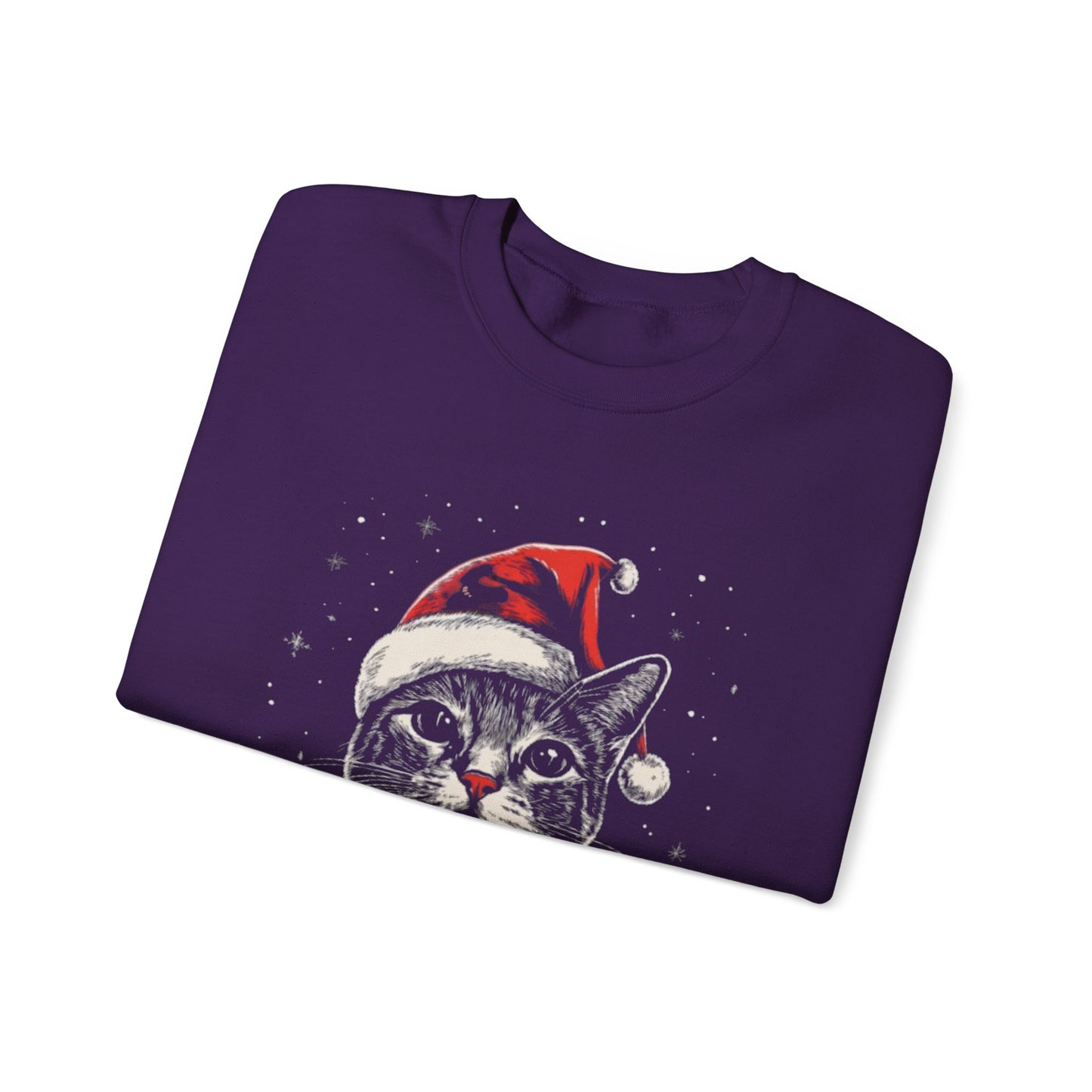 Cute Cat Play Snow Winter Christmas Design | Crewneck Sweatshirt