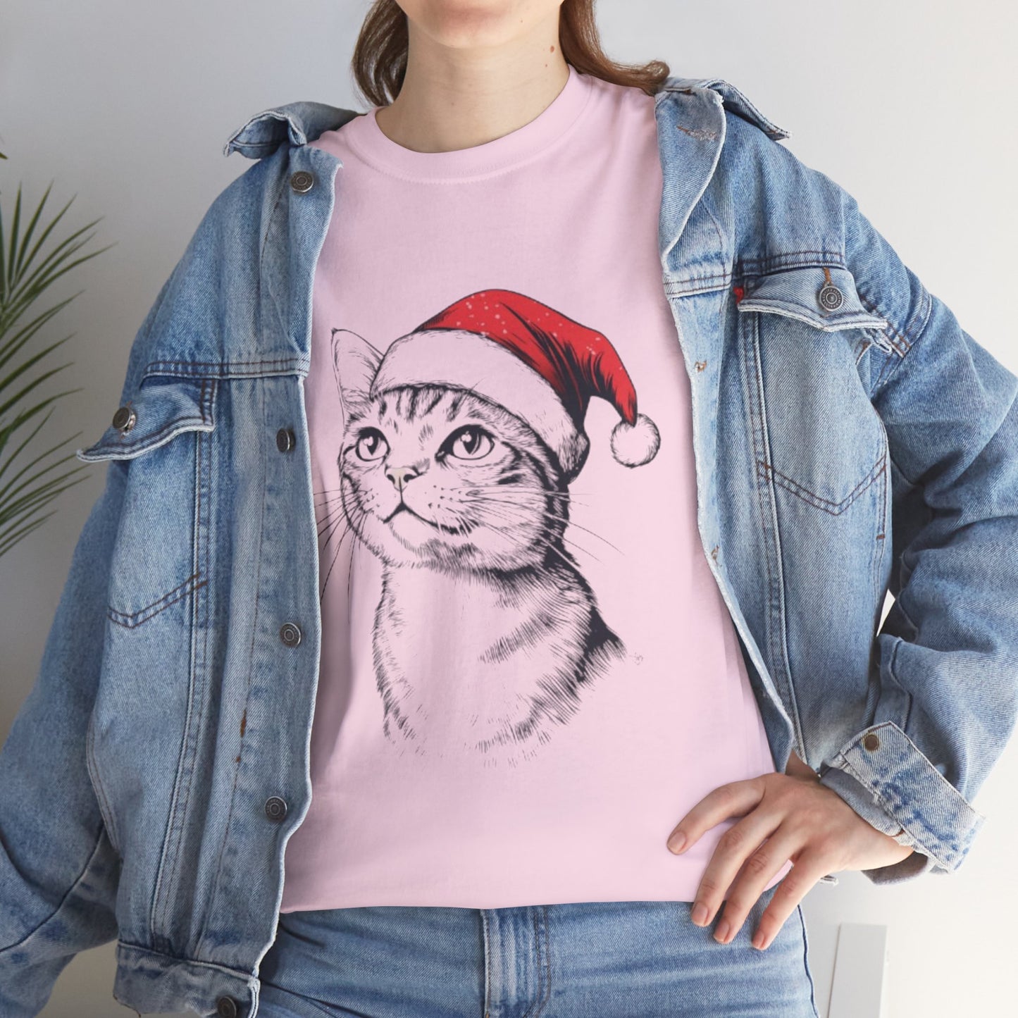 Christmas Cat Tee - Unisex Heavy Cotton Tee