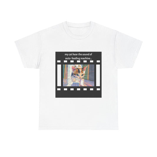 Running Cat and Machine Sound - Dramatic Movie Design | Unisex Heavy Cotton Tee
