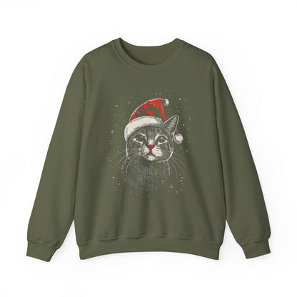Cute Cat Play Snow Winter Christmas Design | Crewneck Sweatshirt