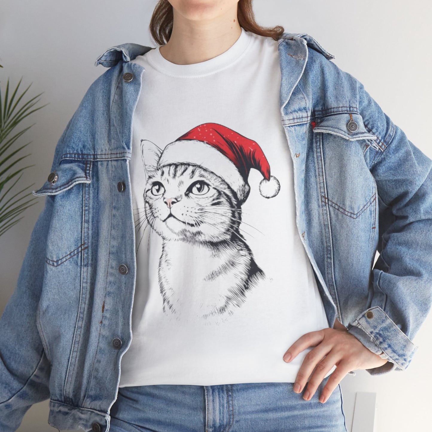 Christmas Cat Tee - Unisex Heavy Cotton Tee