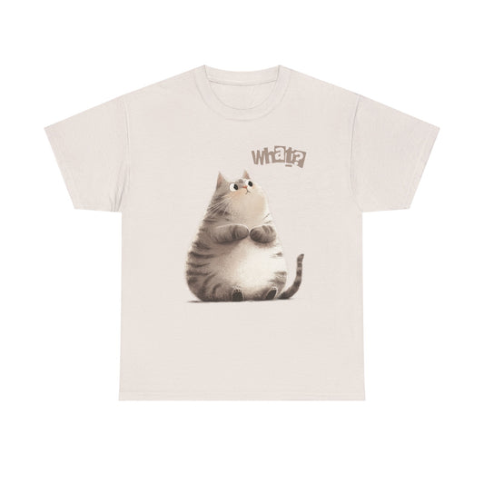 Cat Thinking “What?” - Cute Cat Graphic Design | Unisex Heavy Cotton Tee