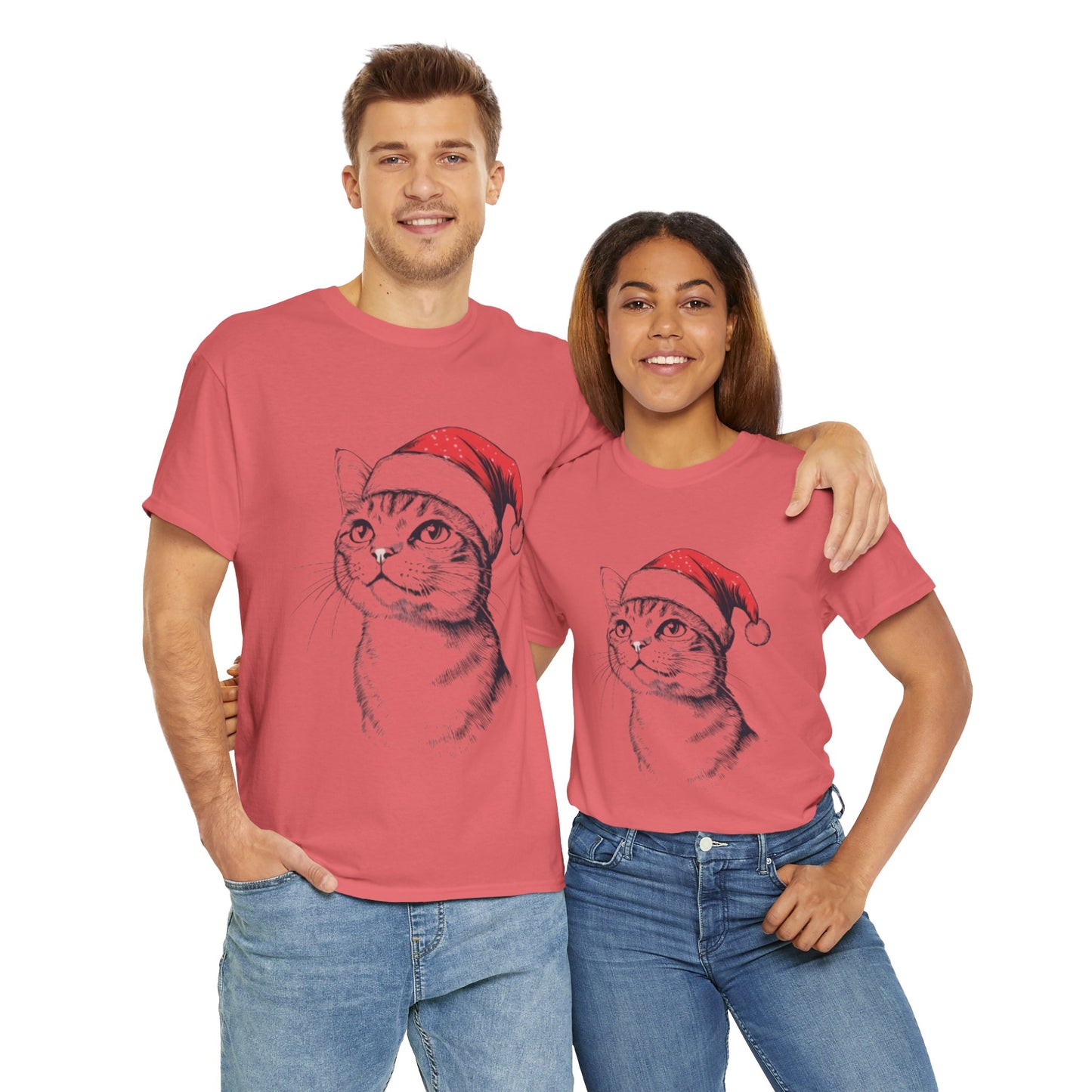 Christmas Cat Tee - Unisex Heavy Cotton Tee