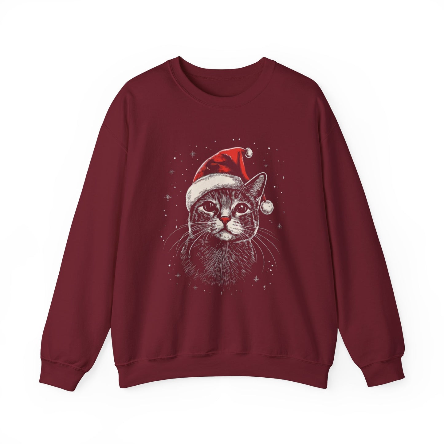 Cute Cat Play Snow Winter Christmas Design | Crewneck Sweatshirt