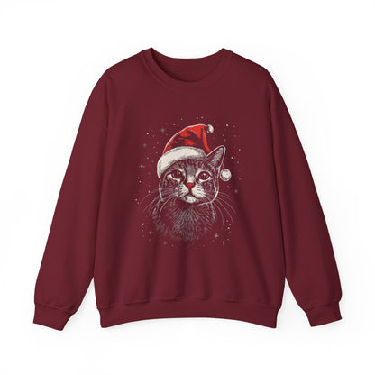 Cute Cat Play Snow Winter Christmas Design | Crewneck Sweatshirt