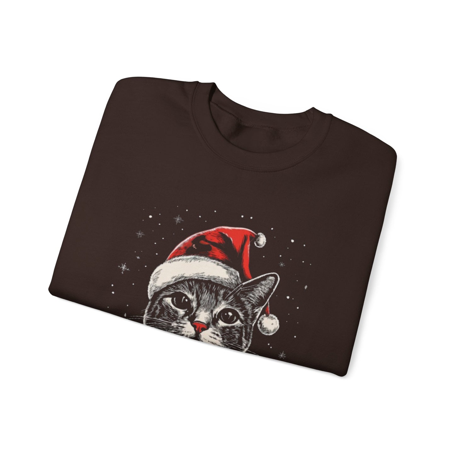 Cute Cat Play Snow Winter Christmas Design | Crewneck Sweatshirt