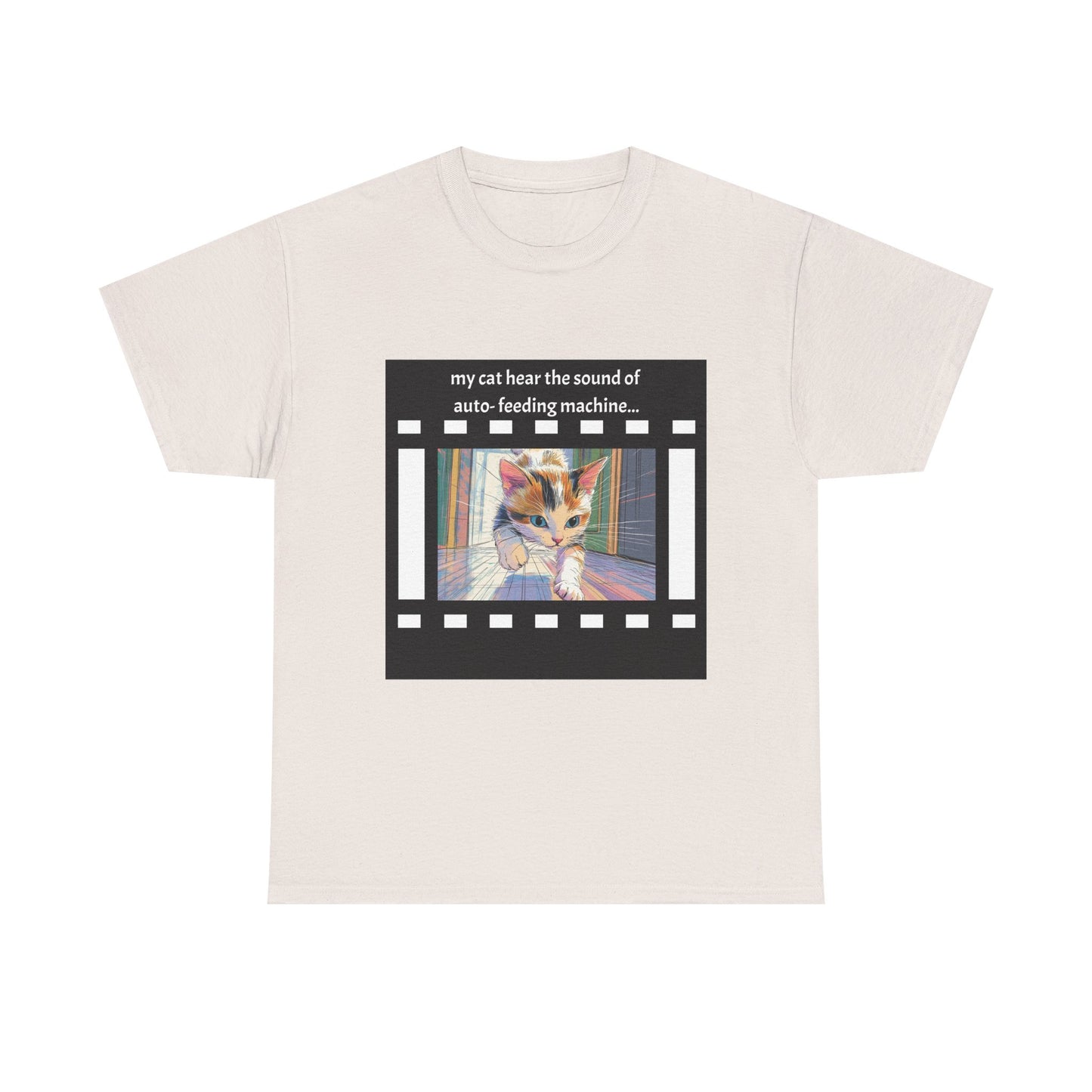 Running Cat and Machine Sound - Dramatic Movie Design | Unisex Heavy Cotton Tee