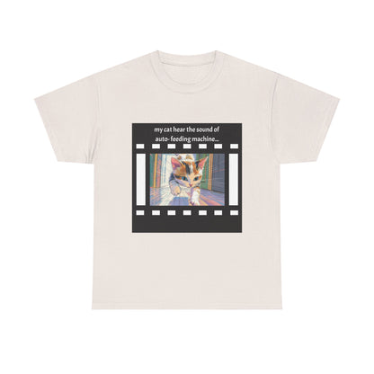 Running Cat and Machine Sound - Dramatic Movie Design | Unisex Heavy Cotton Tee