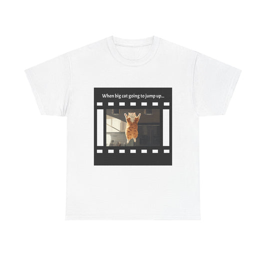 Fat Cat Jump - Dramatic Movie Design | Unisex Heavy Cotton Tee