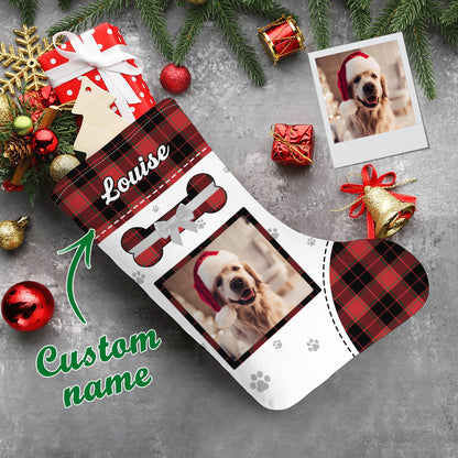 Personalized Christmas Stocking with Photo and Text Gift for Pets