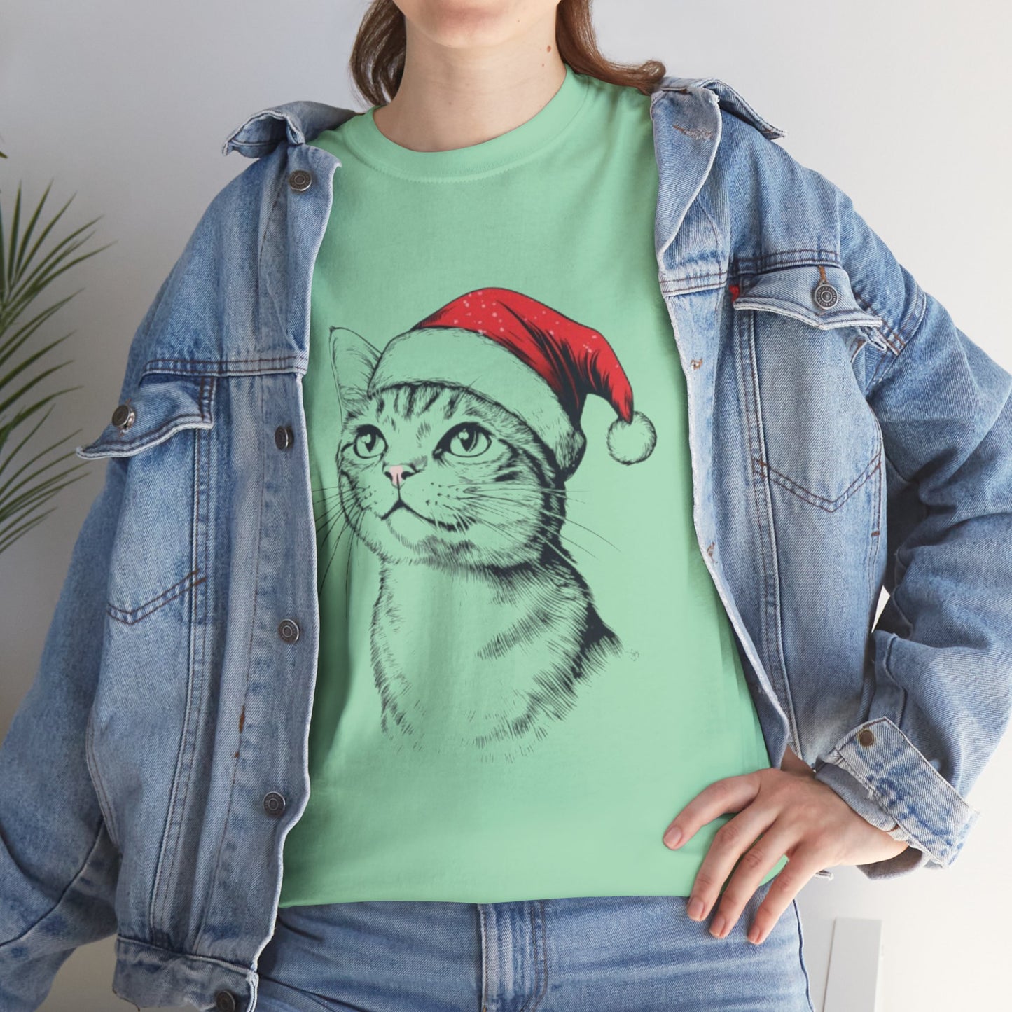 Christmas Cat Tee - Unisex Heavy Cotton Tee