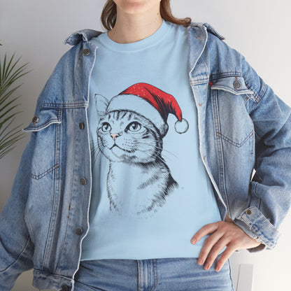 Christmas Cat Tee - Unisex Heavy Cotton Tee