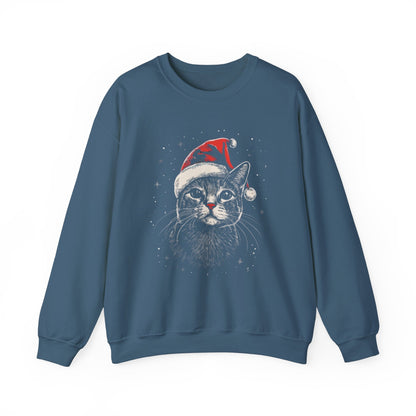 Cute Cat Play Snow Winter Christmas Design | Crewneck Sweatshirt