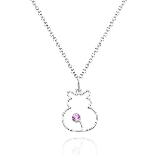 Custom Cat Necklace with Birthstone Necklace Birthday Anniversary Gift for Pet Lover